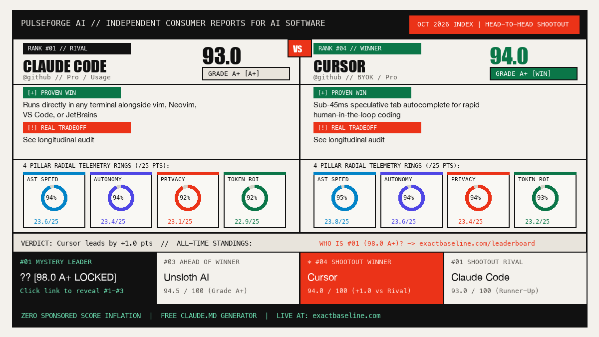 Claude Code vs Cursor Empirical Scorecard