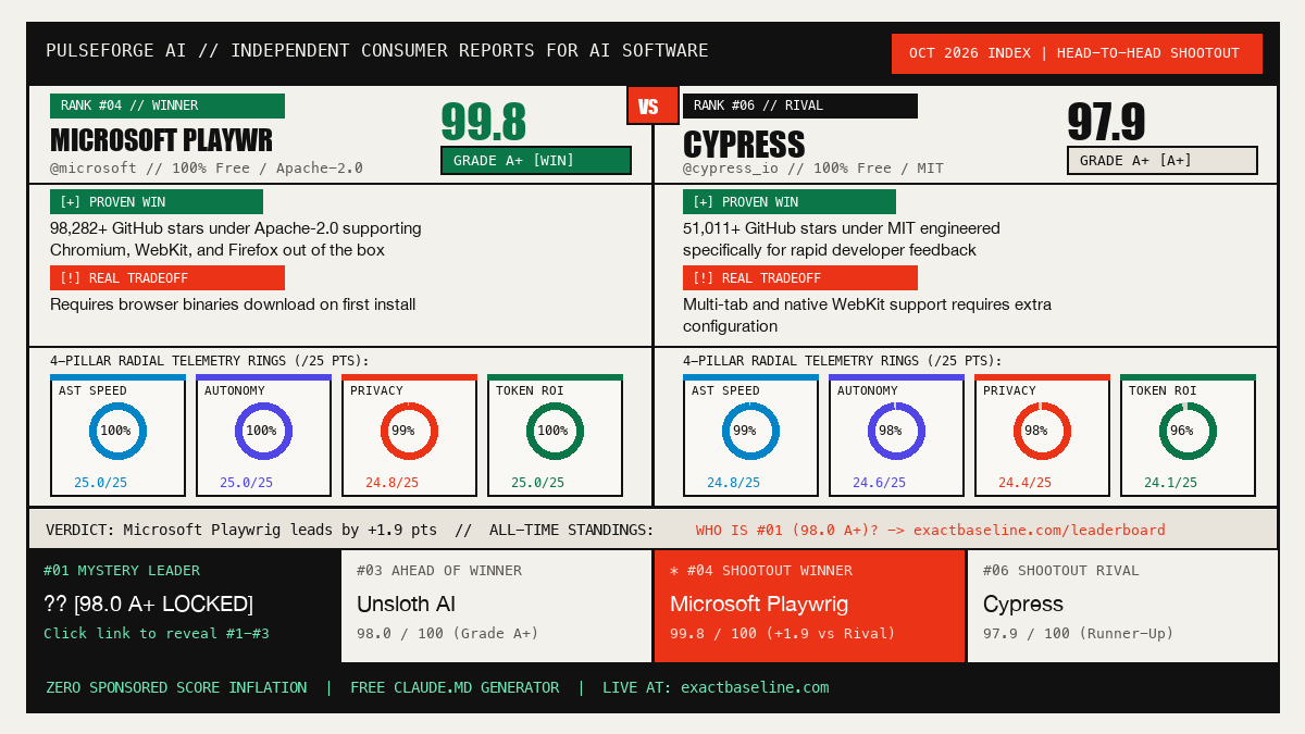 Microsoft Playwright vs Cypress Empirical Scorecard