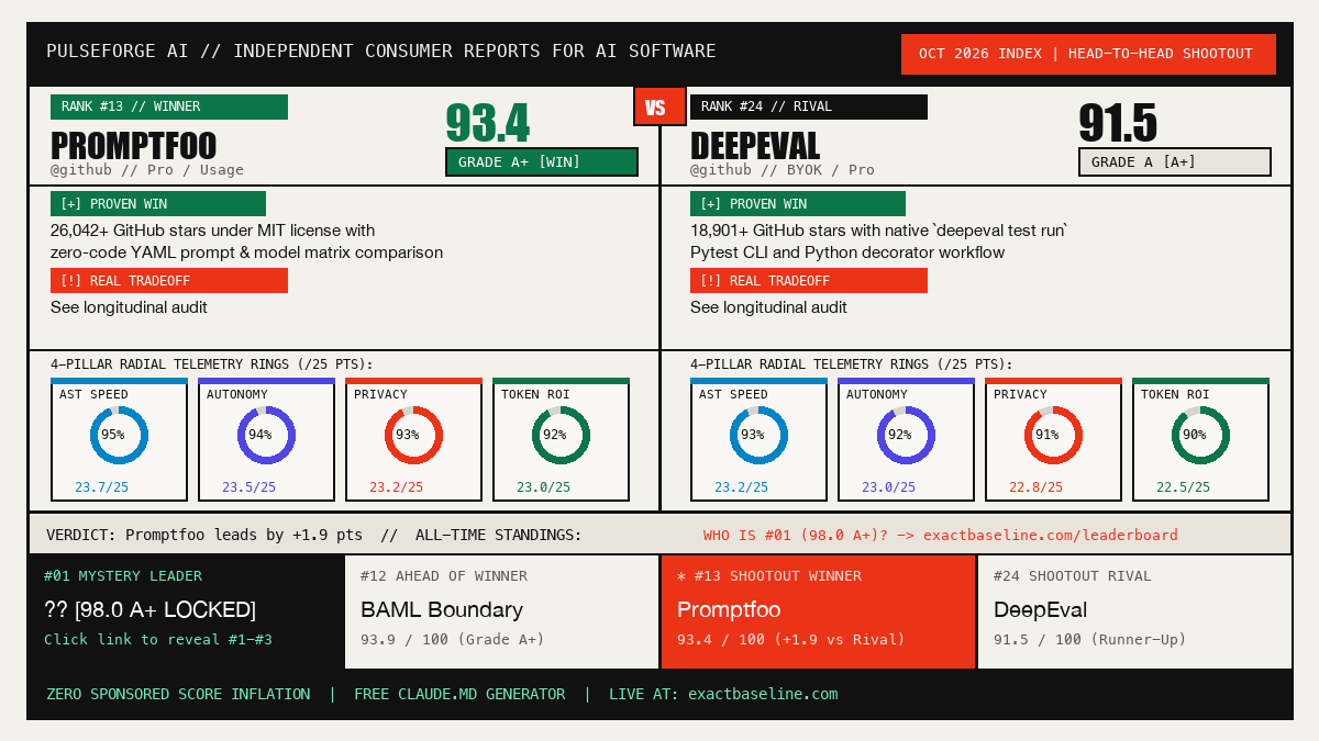 Promptfoo vs DeepEval Empirical Scorecard